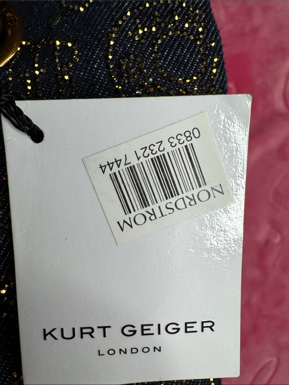 Kurt Geiger Rare XXL Battersea Denim Sparkle Bag - Dark Gold Chain NWT - Picture 12 of 17